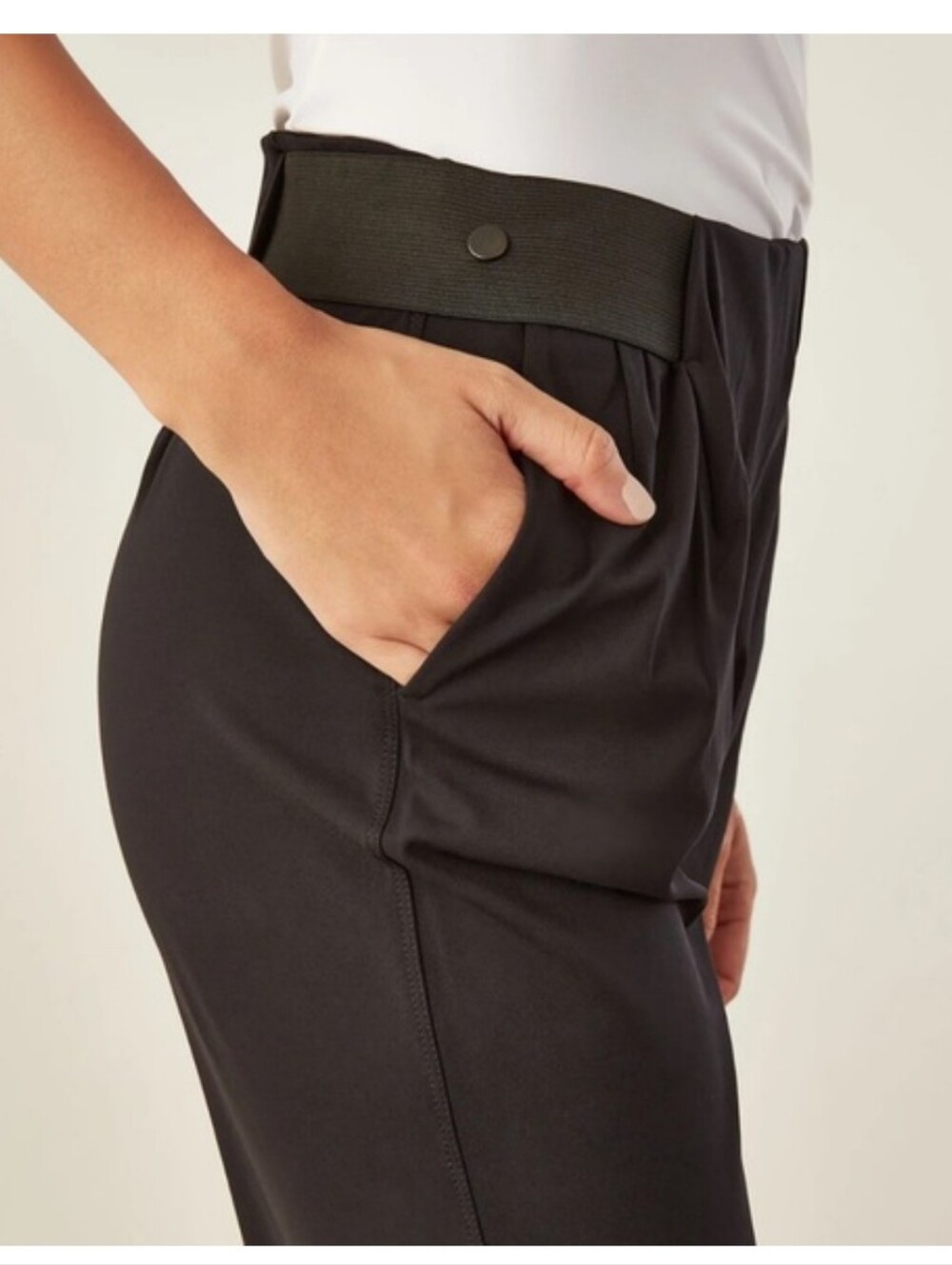 ADAY Turn It Up A Day Tapered Solid Black Techcore Tech Jersey Knit Trouser Pant - Picture 5 of 15